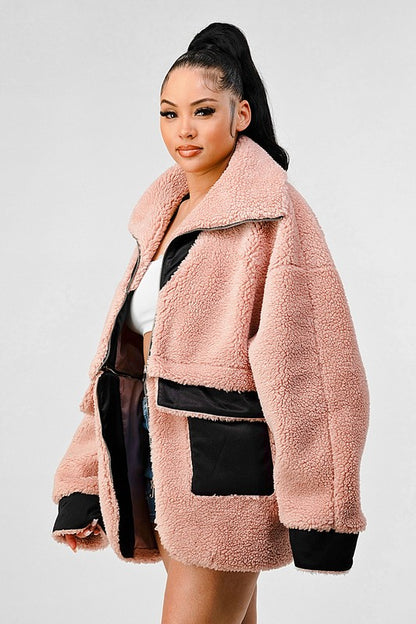 Oversized Sherpa Contrast Jacket