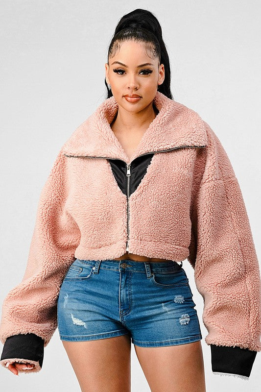 Oversized Sherpa Contrast Jacket