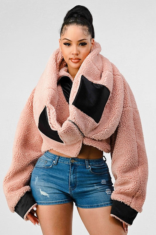 Oversized Sherpa Contrast Jacket