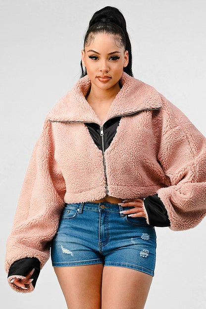 Oversized Sherpa Contrast Jacket