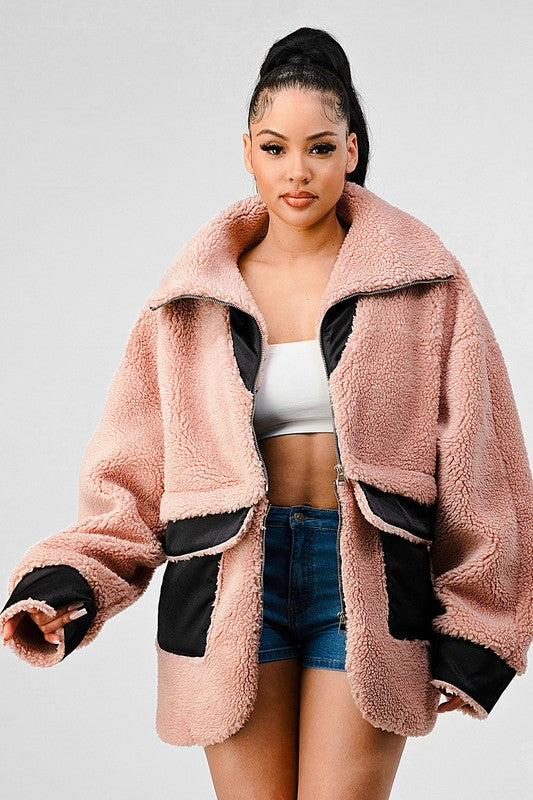 Oversized Sherpa Contrast Jacket