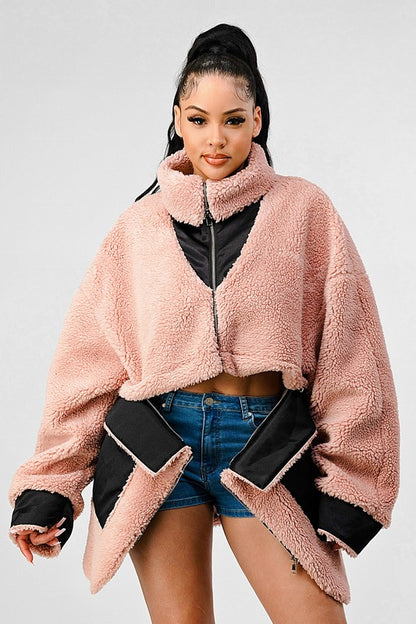 Oversized Sherpa Contrast Jacket