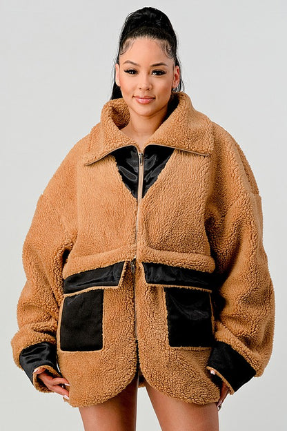 Oversized Sherpa Contrast Jacket