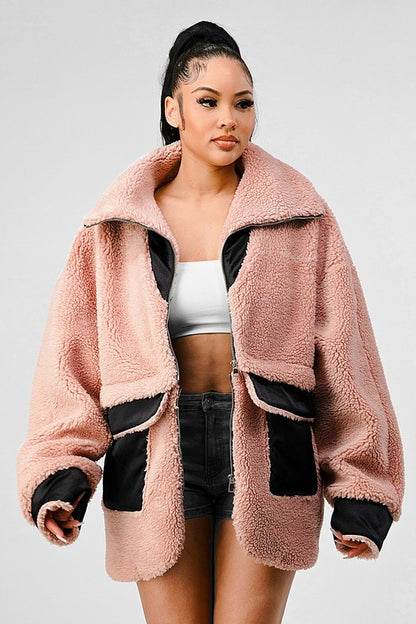 Oversized Sherpa Contrast Jacket