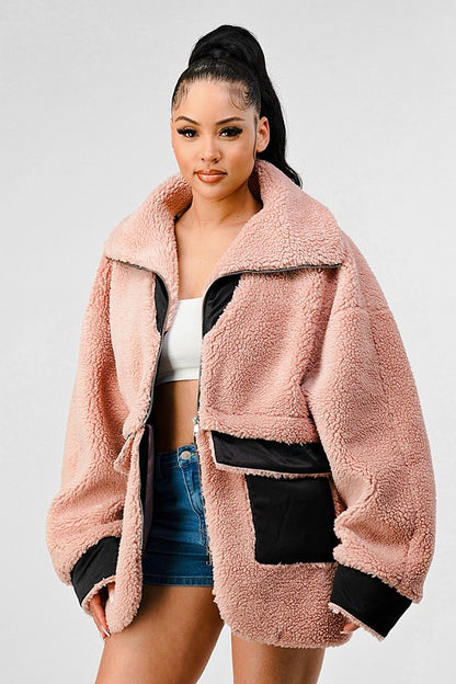 Oversized Sherpa Contrast Jacket