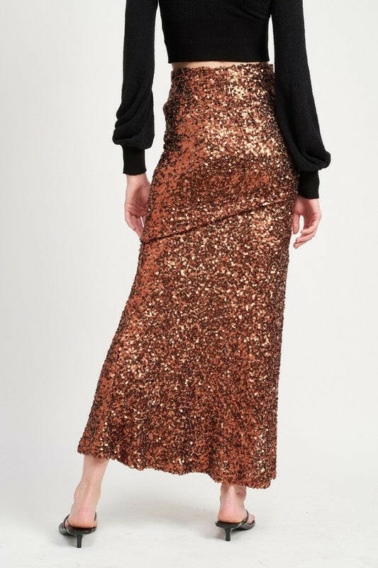 Printed High Waist Maxi Skirt.