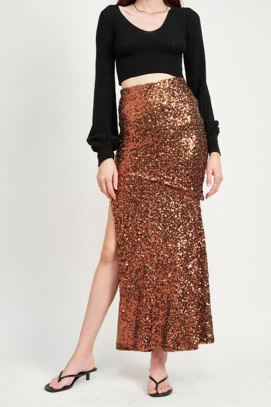Printed High Waist Maxi Skirt.