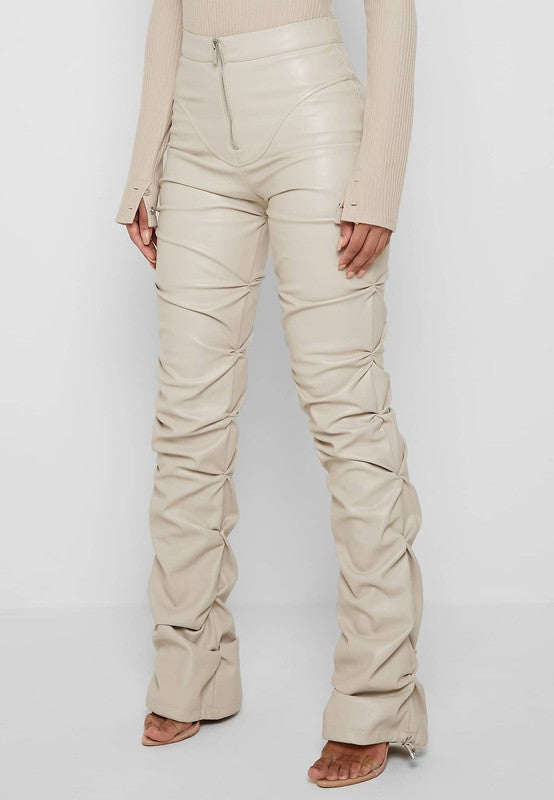 Cream Leather Pants