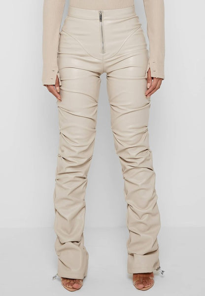 Cream Leather Pants