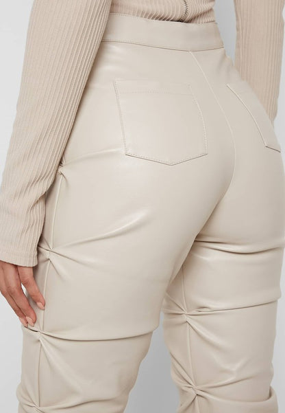 Cream Leather Pants