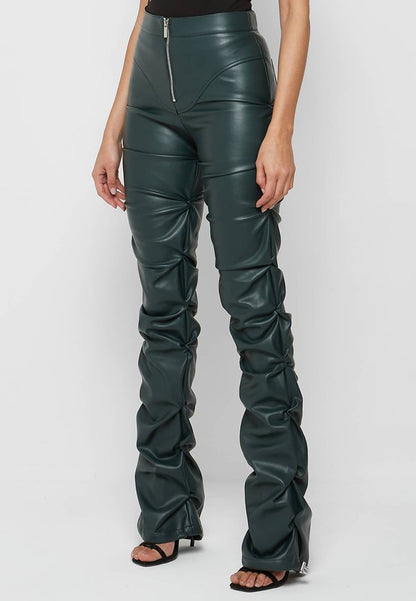 Olive Green Leather Pants