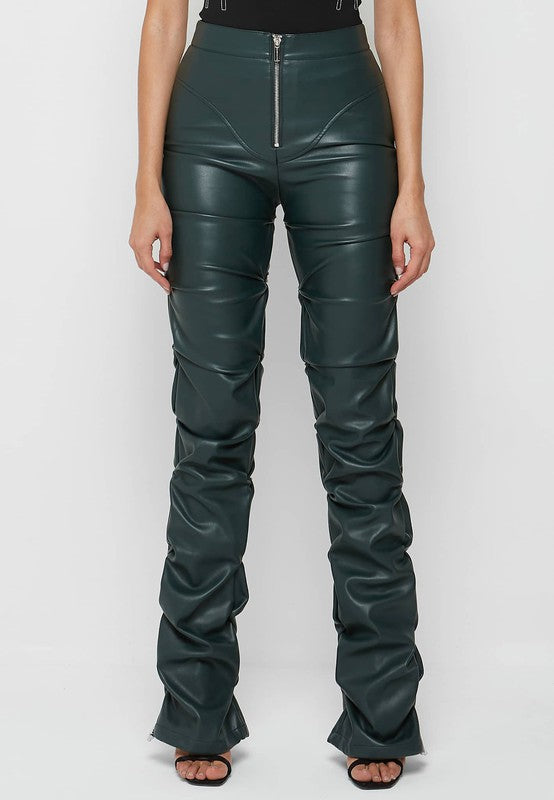 Olive Green Leather Pants