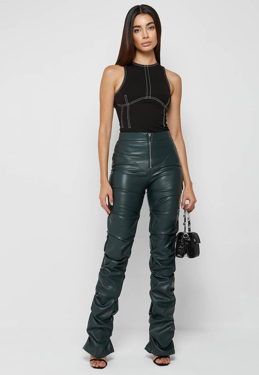 Olive Green Leather Pants