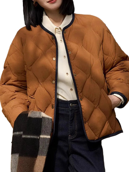 Diamond-quilted lightweight cropped reversible down jacket