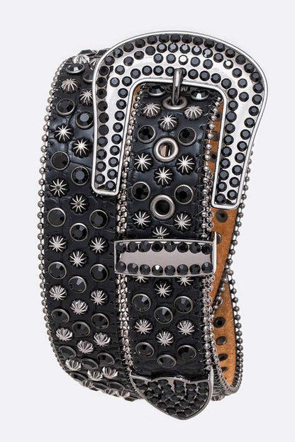 Mix Studs Crystal Western Belt