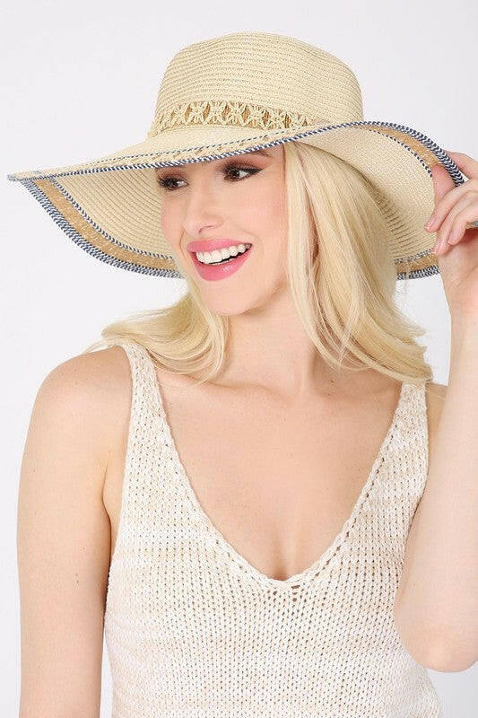 Embroidered Straw Hat.