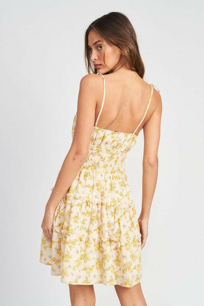 Spaghetti Strap Mini Dress With Smocked Waist.