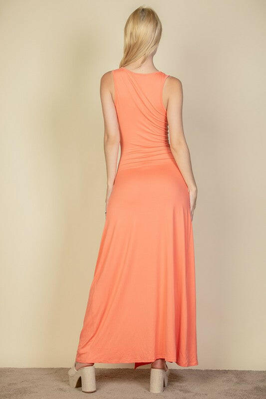 Plunge Neck Thigh Split Dress.