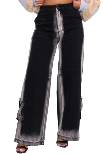 WHIMSY BLACK LINE WASHED CASUAL DENIM JEANS