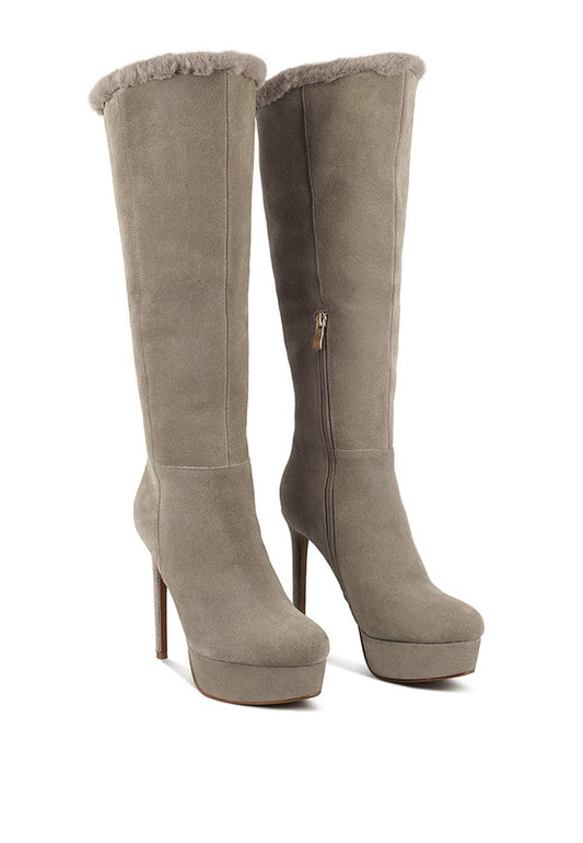 Convertible Suede Leather High Boots