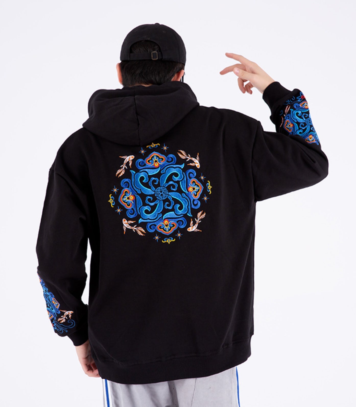 Fish Art Embroidery Hoodie