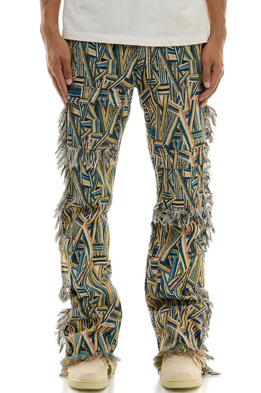 Tapestry Cargo Slim Flare Pants