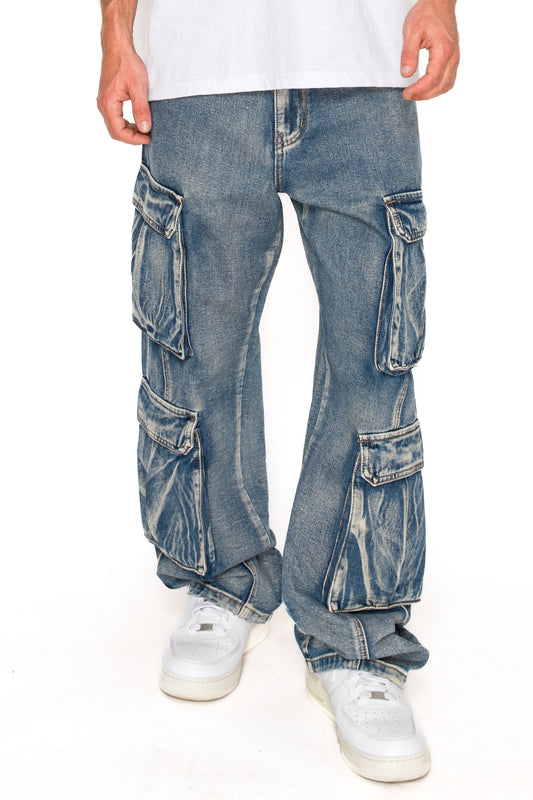 Baggy Fit Double Cargo Denim Jeans