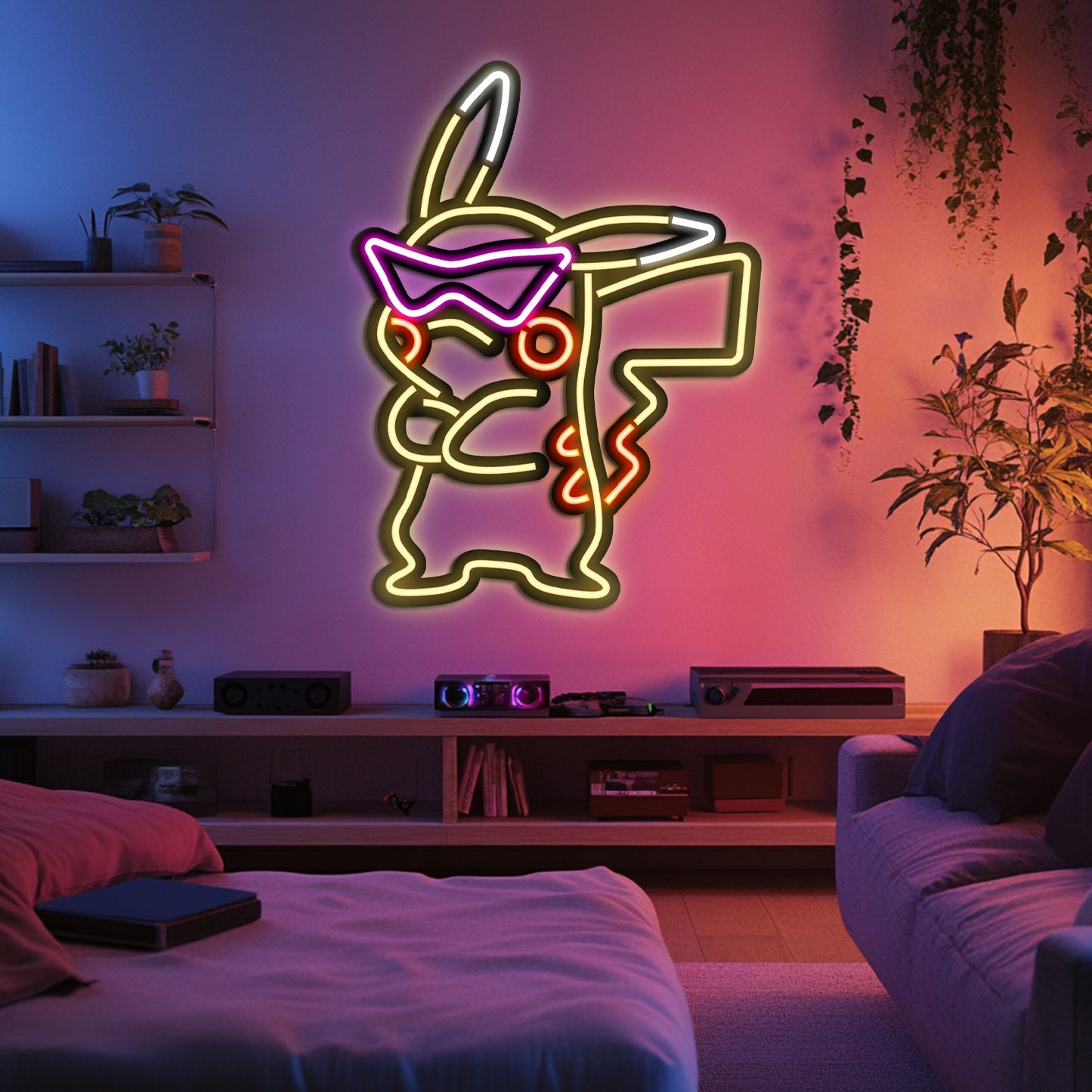 Pikachu Metal Neon Wall Art