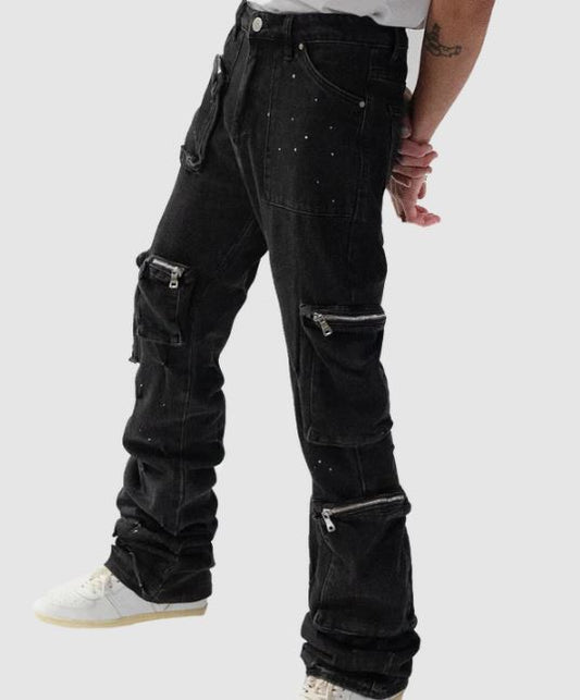 Stacked Cargo Dark Wash Denim Jeans