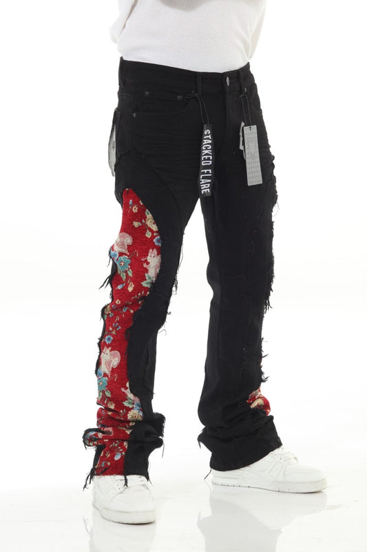 Denim Tapestry Stack | BLK/RED