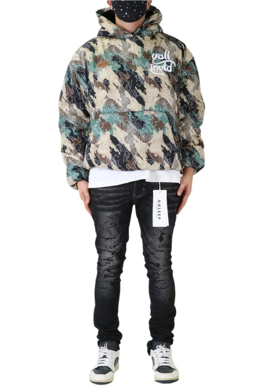 Kami Camo Padded Nylon Pullover Jacket