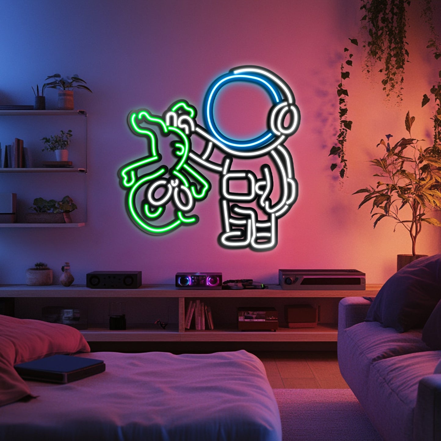Alien and Astronaut Metal Neon Wall Art
