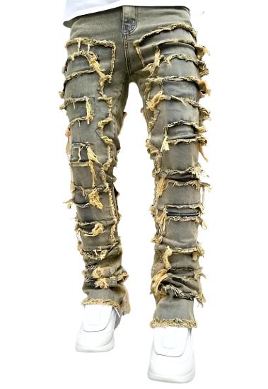 Men's Distressed Stacked Denim