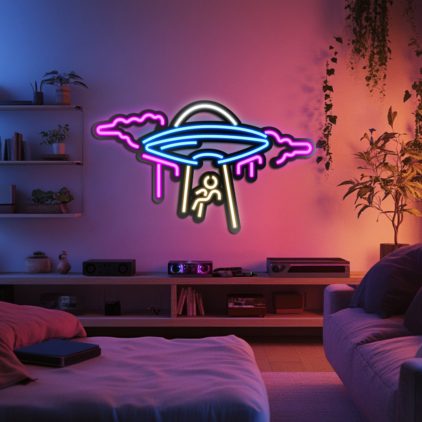 UFO Metal Neon Wall Art