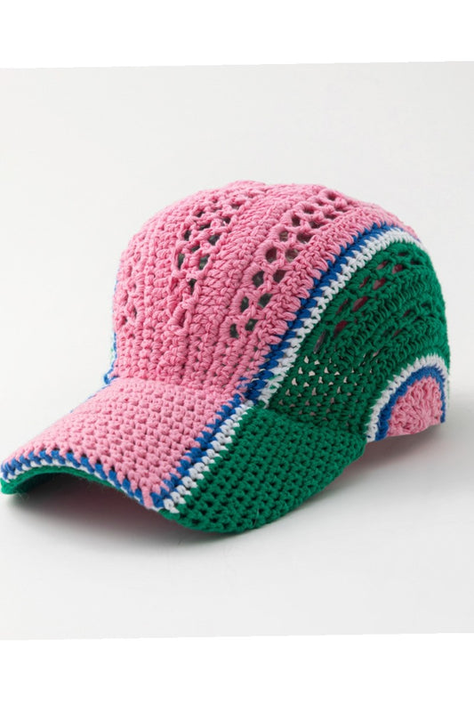 Knit Color-block Hollow Cap Breathable Trucker Hat