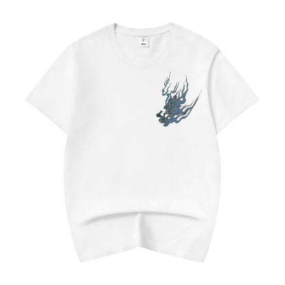 Flaming White Tiger Embroidered Tee