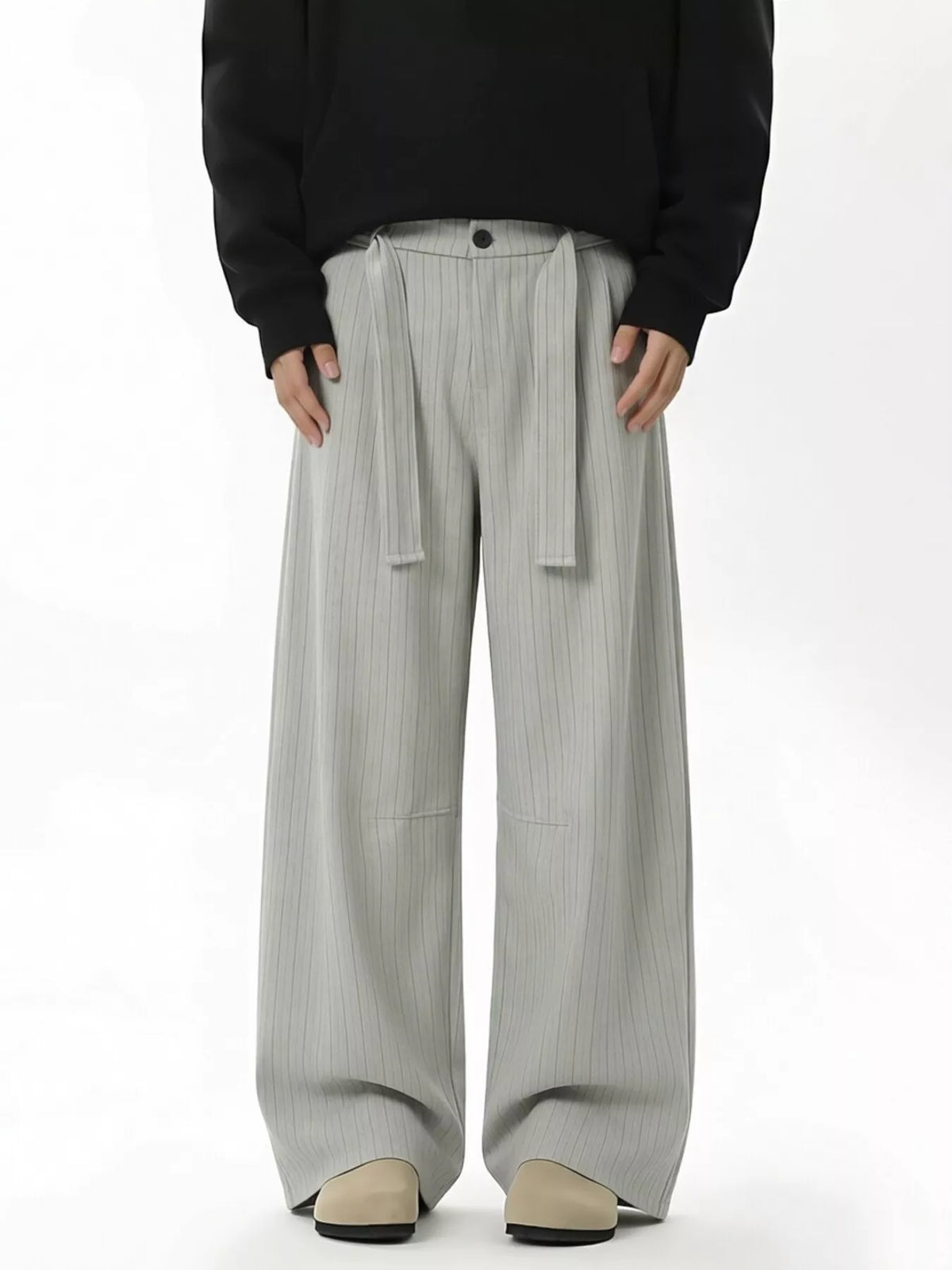 High-Waisted Striped Wide-Leg Pants
