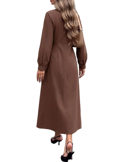Button-Down Long Sleeve Midi Dress