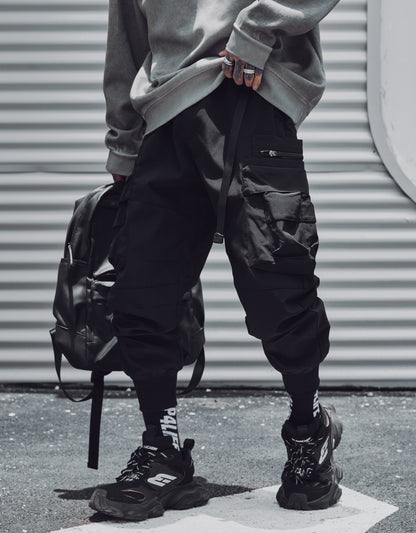 Matte Black Cargo Joggers