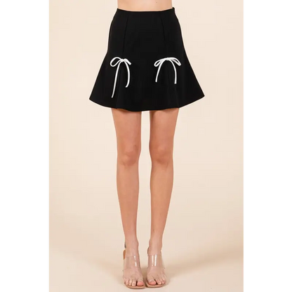 2-Bow Pleated Mini Skirt.