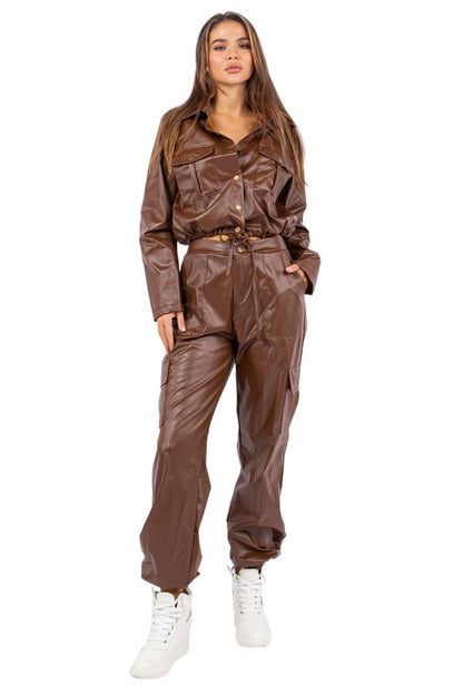 Brown Leather 2pc Set