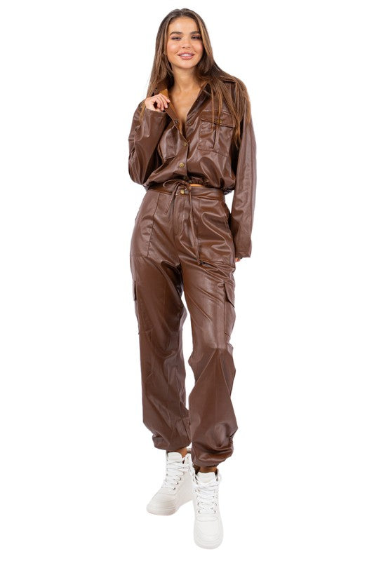 Brown Leather 2pc Set