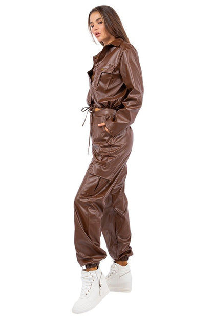 Brown Leather 2pc Set