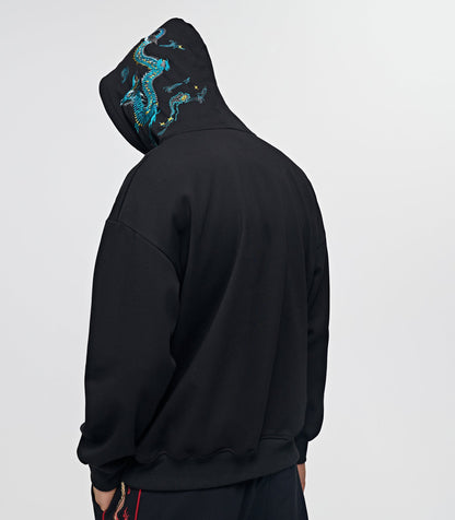 Blue Dragon Embroidery Hoodie