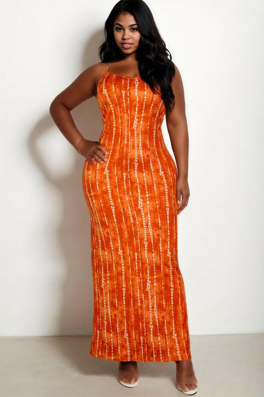 Tie Dye Printed Cami Bodycon Maxi Dress.