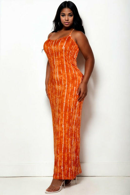 Tie Dye Printed Cami Bodycon Maxi Dress.