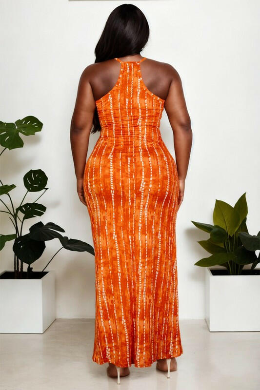 Tie Dye Printed Cami Bodycon Maxi Dress.