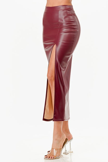 Long Leather Pencil Skirt