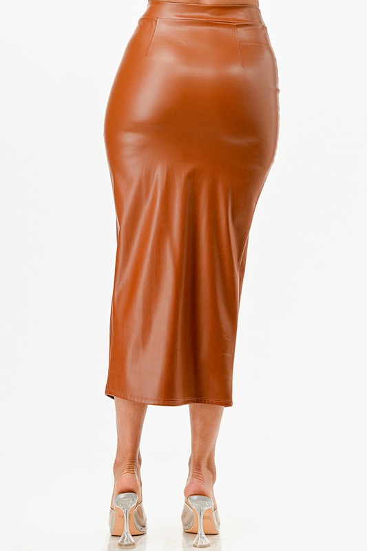 Long Leather Pencil Skirt