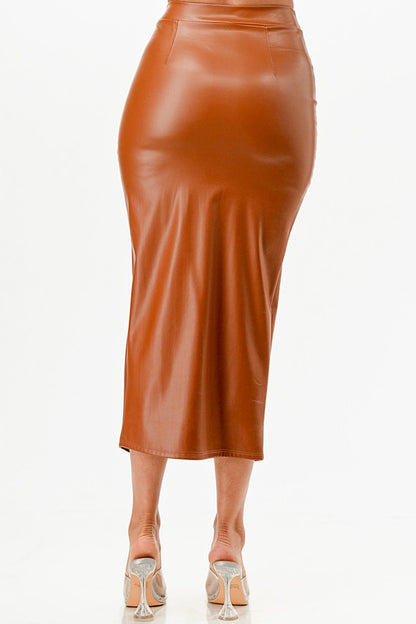 Long Leather Pencil Skirt